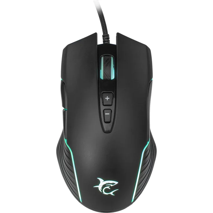 White Shark Azarah Gaming Maus, Kabelgebunden, mit RGB Beleuchtung, 6400 DPI, ergonomisches Design, schwarz