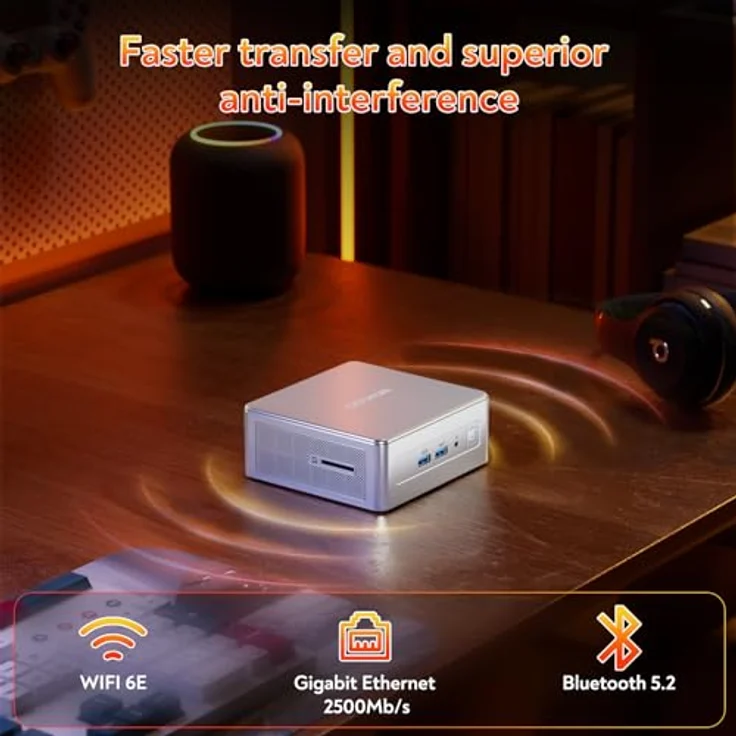 GEEKOM Mini PC AE8, Windows 11 Pro AI Mini Computer, AMD Ryzen 9 8945HS (8 Kerne 16 Threads, bis zu 5,2 GHz), 32GB DDR5 5600MHz Max.2TB SSD Mini PC, AMD Radeon 780M/USB 4.0/WiFi 6E/BT5.2, Schwarz – Bild 4