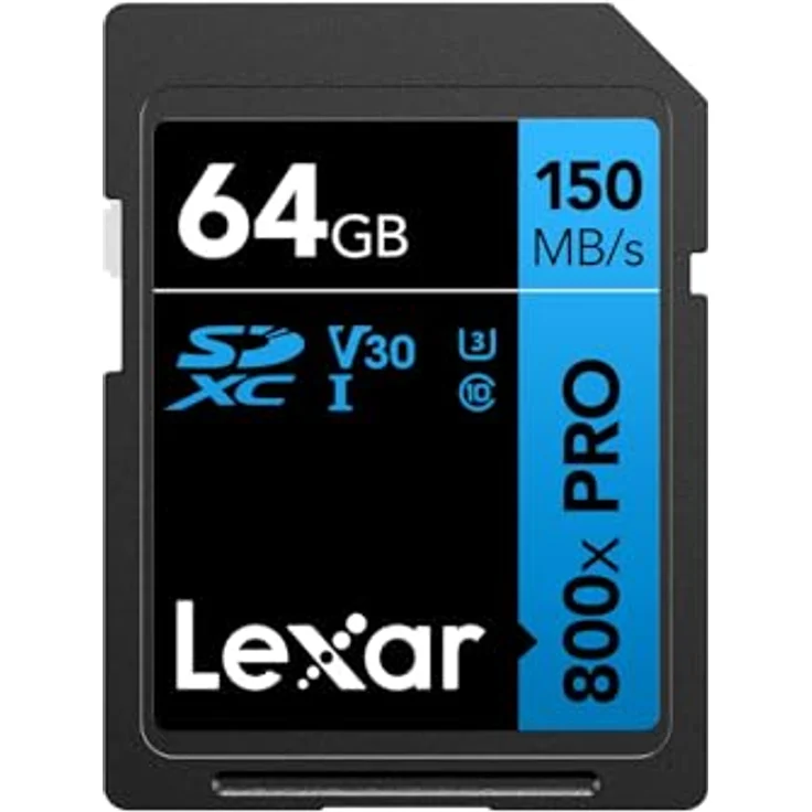 Lexar 800x PRO SD 3.0 Karte, 64GB SDXC UHS-I, bis zu 150 MB/s, V30 U3 C10, für Mittelklasse-DSLR und HD-Camcorder – Bild 1