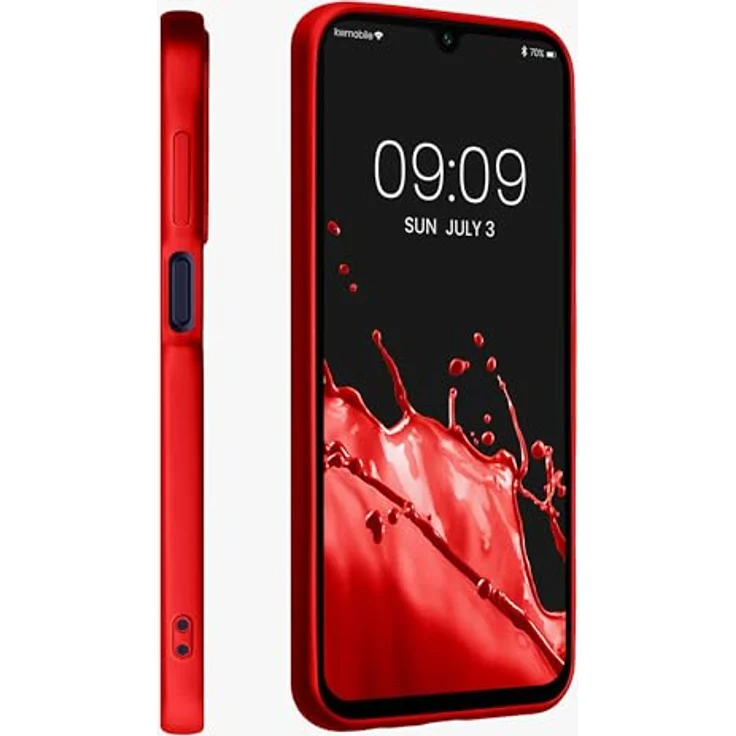 kwmobile Handyhülle für Samsung Galaxy A15 5G, Silikon Case mit metallisch schimmerndem Effekt, Metallic Dunkelrot – Bild 4