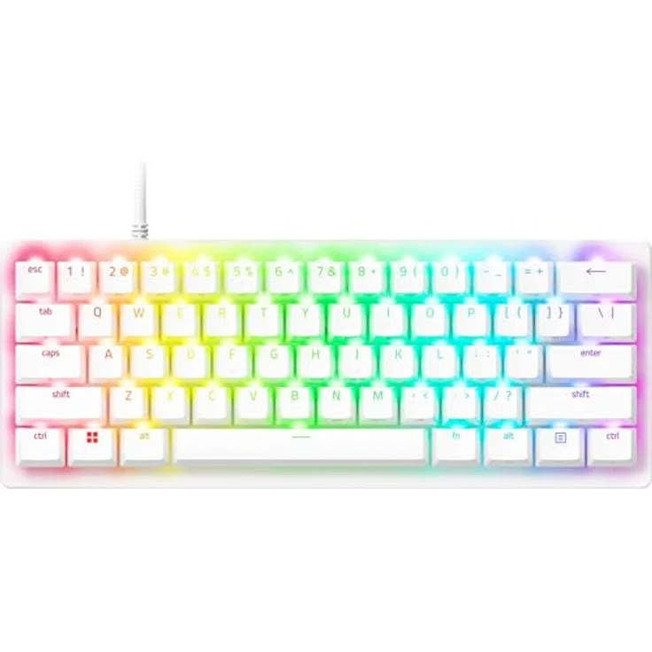 Razer Huntsman V3 Pro Mini, analoge optische E-Sport Tastatur im 60% Format mit Snap Tap, Rapid Trigger, Doubleshot-PBT-Tastenkappen und US-Layout | Weiß – Bild 1