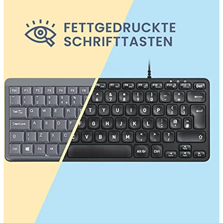 Perixx PERIBOARD-432 Kabelgebundene USB-Tastatur, große Schrifttasten, DE Layout, schlanke Bauweise – Bild 2