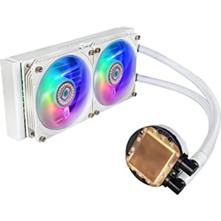 Cooler Master MasterLiquid PL240 Flux CPU-Kühler - AIO Wasserkühlung mit 2 x 120mm Lüfter, 240mm Kühler inkl. ARGB-Controller (2te Generation) - AMD- und Intel-kompatibel, weiß – Bild 2