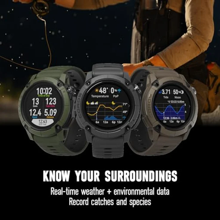 COROS NOMAD Robuste Outdoor GPS-Sportuhr, 1,3-Zoll-MIP-Display, 22 Tage Akkulaufzeit, vorinstallierte globale Karten, Mikrofon für Sprachnotizen, ideal zum Angeln – Bild 5