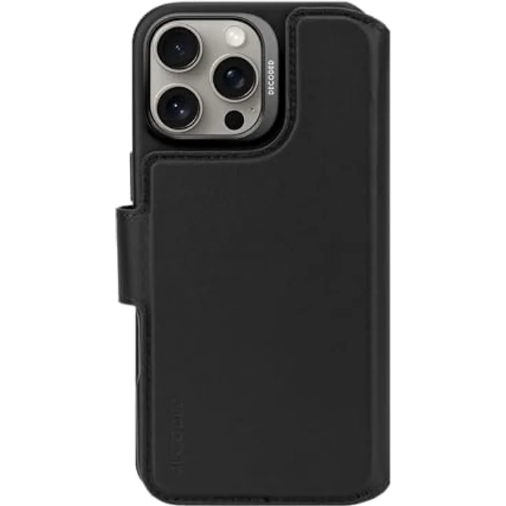 Decoded iPhone 16 Pro Max Leder Abnehmbare Wallet Case Schwarz - MagSafe Kompatibel, Premium ECCO Leder, Stoßfest, Kartenfächer