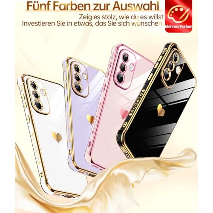 LeYi Handyhülle für Samsung Galaxy A37 5G, TPU Silikon mit Herzmuster, stoßfest und kratzfest, inkl. Schutzfolie, Schwarz – Bild 5