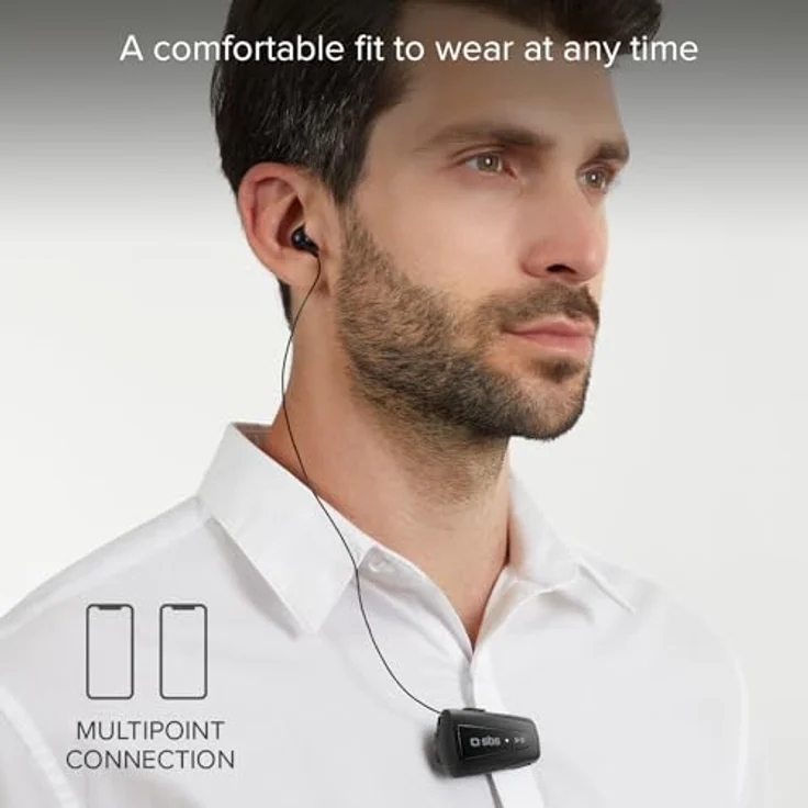 SBS Bluetooth Kopfhörer aufwickelbar Bluetooth Kopfhörer mit 7 Stunden Laufzeit, Multipoint-Technologie & Mikrofon Funkkopfhörer in schwarz für Apple iPhone Handy – Bild 8
