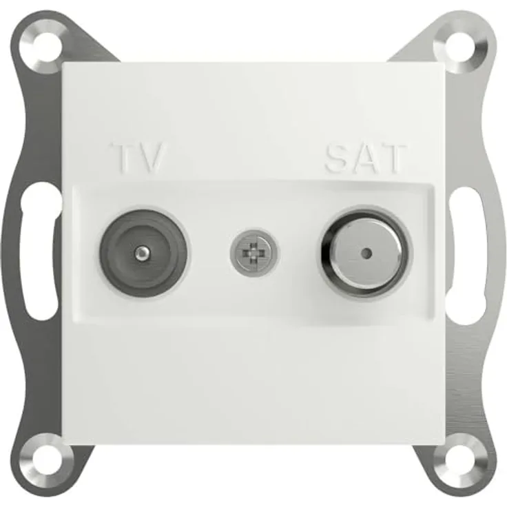 Schneider Electric Asfora EPH3470121D TV-SAT-Enddose 1dB, IEC+F, 2 Ausgänge, Unterputzeinsatz, weiß