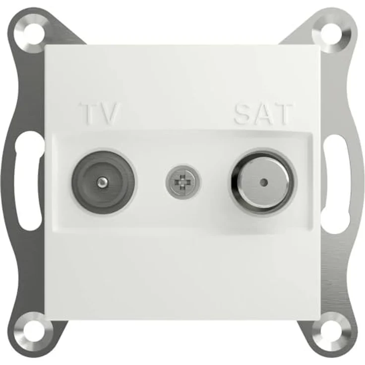Schneider Electric Asfora EPH3470121D TV-SAT-Enddose 1dB, IEC+F, 2 Ausgänge, Unterputzeinsatz, weiß