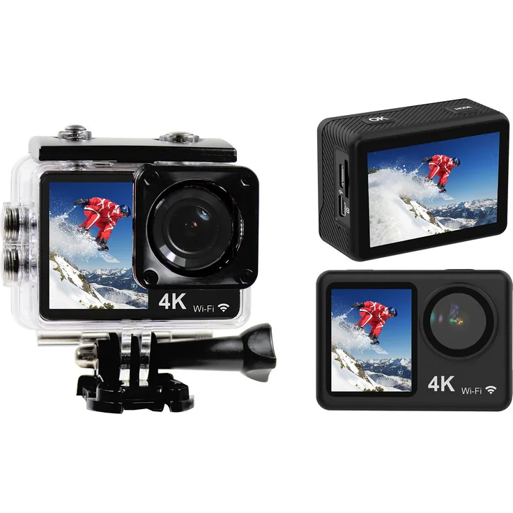 Lixada 4K 30FPS Action-Kamera, 16MP WiFi-Sportkamera mit 160° Weitwinkelobjektiv, Dual-Screen, 30M wasserdicht, inkl. Montagezubehör für Tauchen, Surfen, Skifahren, Radfahren