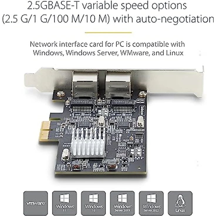 StarTech.com 2-Port 2.5 Gbit PCIe Netzwerkkarte, Intel I225-V, Dual-Port Computer LAN Karte, Multi-Gigabit NIC, PCI Express Server Netzwerkkarte, 2.5G Ethernet Adapter (PR22GI-NETWORK-CARD) – Bild 4