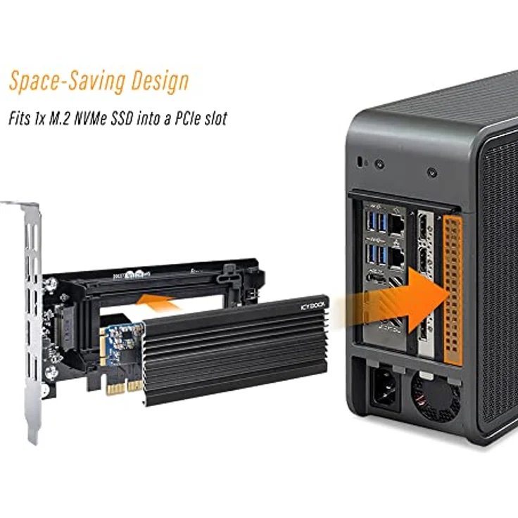 ICY DOCK M.2 NVMe SSD auf PCIe X16/X8/X4 Kartenadapter mit großem Aluminium-Kühlkörper | EZConvert Ex Pro MB987M2P-1B, PCIe 3.0/4.0 x4, Kompatibel mit 2019+ Mac Pro, Schwarz – Bild 2