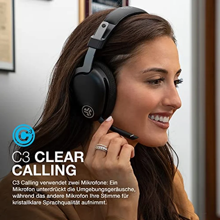 JLab JBuds Work Wireless Headset mit Mikrofon - Over-Ear Computer Headsets, Kopfhörer Verwendbar mit Kabel oder Kabellos 60+ Stunden Spielzeit - Multipoint Bluetooth Headset für PC, Laptop, Teams – Bild 4