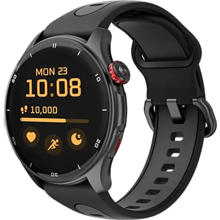 MP myPhone Smartwatch Watch Adventure Black großer 360-mah-Akku, Bis zu 14 Tage Akkulaufzeit, 1,43 Zoll, GPS, 50 Sportmodi, SOS-Taste, Kompass, wasserdicht, Bluetooth – Bild 1