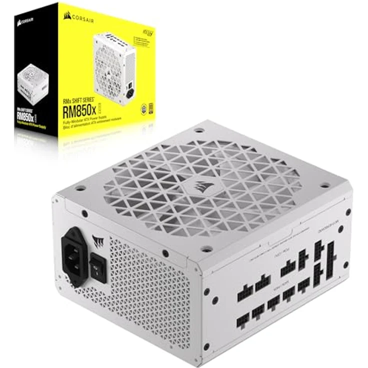 Corsair RM850x Shift Vollmodulares ATX-Netzteil - Modulare Seitenschnittstelle - ATX 3.0- & PCIe 5.0-kompatibel - Null-Drehzahl-Lüftermodus - 105°C-Kondensatoren - 80 Plus Gold-Effizienz - Weiß – Bild 1