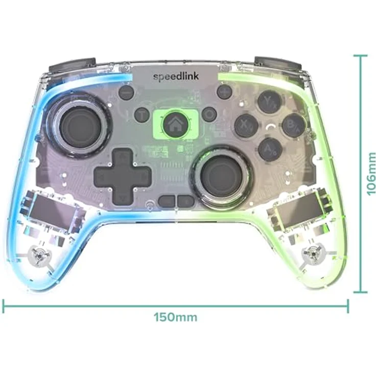 Speedlink RAIT NX RGB Gamepad, Wireless/Wired Controller für PC/Android/Switch OLED/Lite, transparente Optik, RGB-Beleuchtung, 600mAh Akku – Bild 9