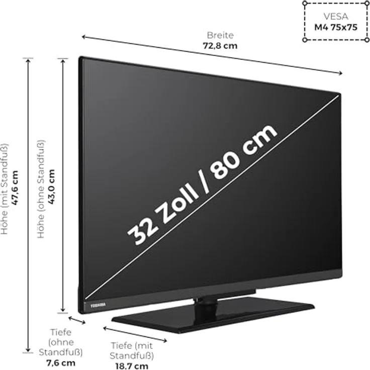 Toshiba 32LV3F63DAZ, 32 Zoll Full HD Smart TV mit HDR, Triple-Tuner und VIDAA Smart TV, Schwarz – Bild 3
