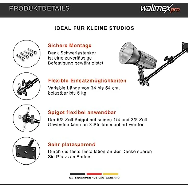 Walimex Wand-- Deckenstativ (54 cm) - Preisvergleich – Bild 2