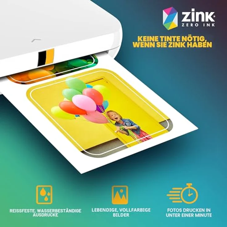 Kodak Premium Zink Fotopapier 5,1 x 7,6 cm, vorgeschnittene Aufkleber, 30 Blatt, wasserbeständig und reißfest, Weiß kompatibel mit Kodak Step Drucker – Bild 4