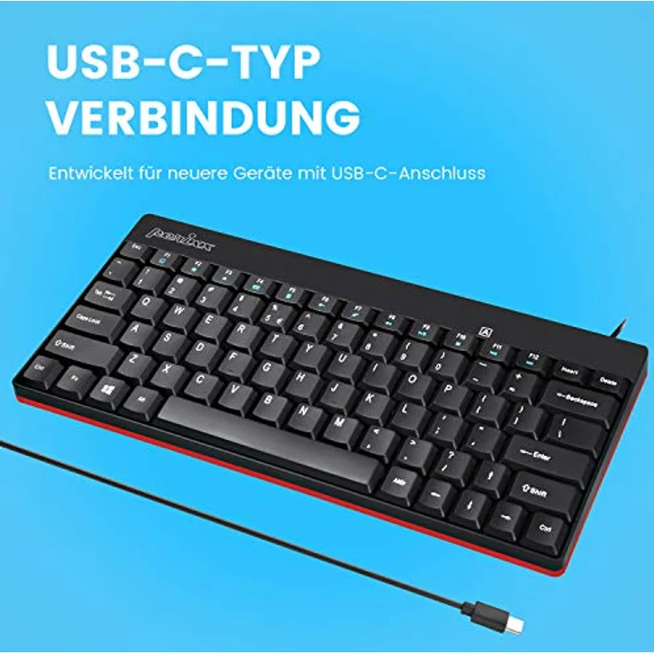 Perixx USB-Tastatur Deutsch, QWERTZ Schwarz USB-Anschluss (PERIBOARD-422 DE) – Bild 3