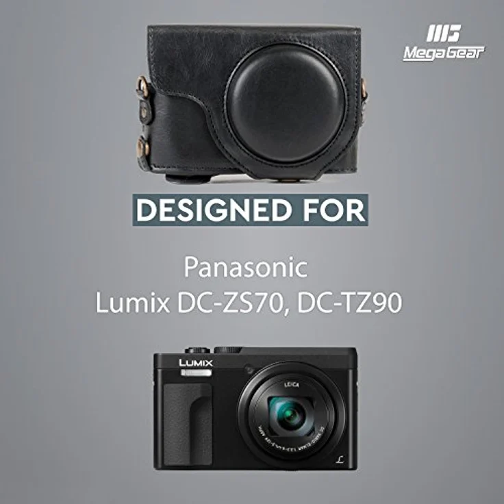 MegaGear MG1258 Panasonic Lumix DC-TZ95, DC-TZ90 Ever Ready Leder Kamera-Case mit Trageriemen - Schwarz – Bild 9
