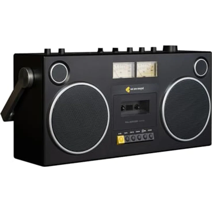 We Are Rewind Curtis, Retro Kassettenrekorder Boombox mit Bluetooth 5.4, Aufnahmefunktion und 104 W Stereo Lautsprechern, tragbar mit 15h Akku, Schwarz – Bild 3