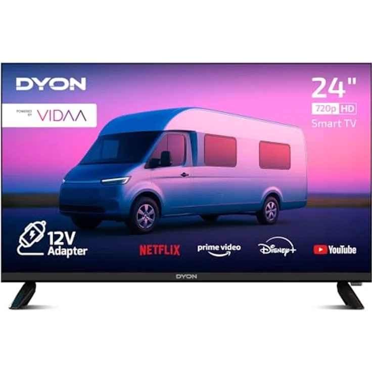 DYON Smart 24 VX-V, 24 Zoll HD Smart-TV mit 12V-Anschluss, Triple Tuner (DVB-S2/T2/C), App Store, für Camping und Caravan – Bild 1