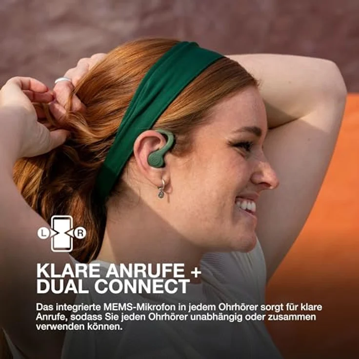 JLab Go Air Sport+ Kopfhörer, Bluetooth Sportkopfhörer mit 35+ Std. Akkulaufzeit, IP55 schweißresistent, USB-C Ladecase, Be Aware-Modus, Grün – Bild 5
