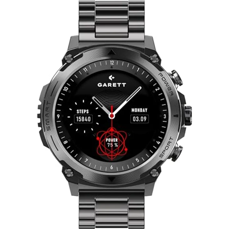 Garett Smartwatch Atom Black Steel, Sport-Smartwatch mit Health-Tracking und Benachrichtigungsfunktion, schwarz – Bild 3