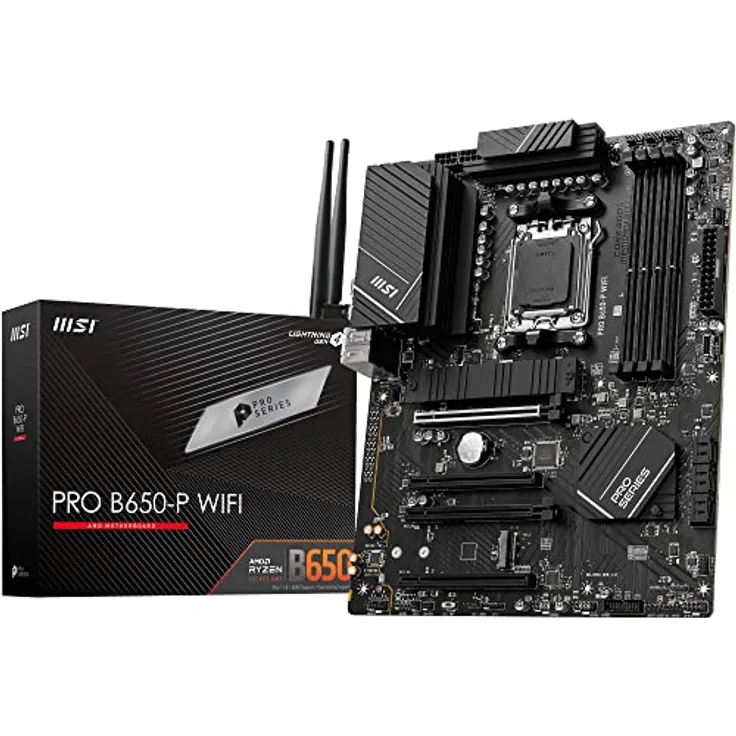 MSI PRO B650-P WiFi Mainboard, ATX - Unterstützt AMD Ryzen 7000 Serie Prozessoren, AM5 - DDR5 Memory Boost 6400+MHz/OC, 2 x PCIe 4.0 x16, 2 x M.2 Gen4, Wi-Fi 6E
