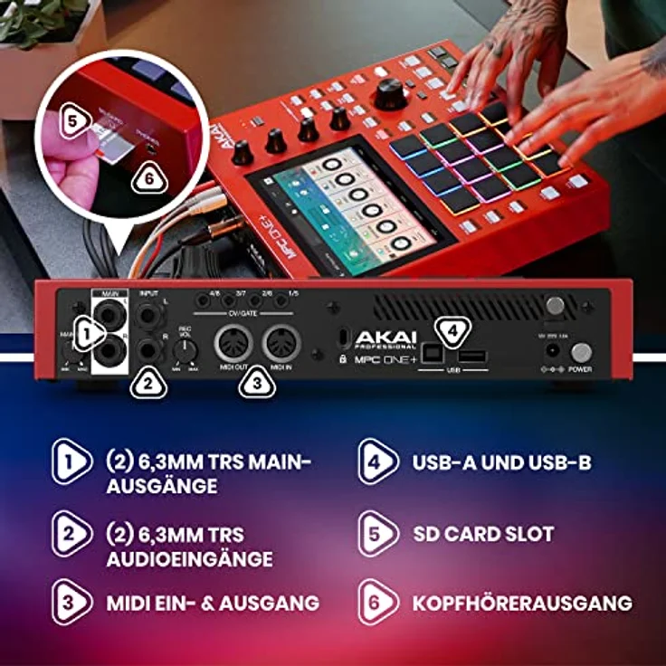 AKAI Professional MPC One+ Standalone Drum Machine, Beat Maker und MIDI Controller mit WLAN, Bluetooth, Drum Pads, Synth Plugins und Touchscreen – Bild 3