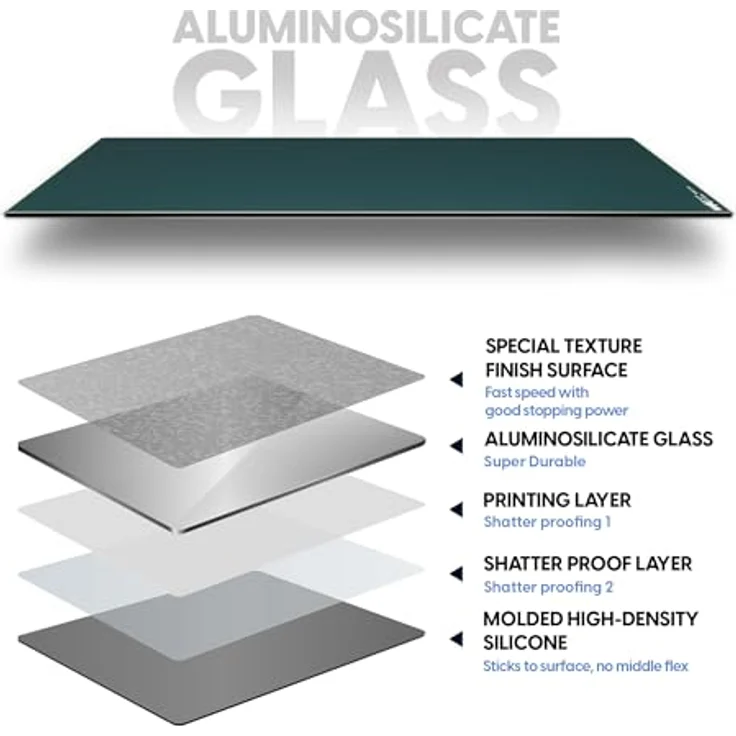Pulsar Superglide V3 Glass Pad Type-S, großes Gaming Mauspad aus Glas, optimiert für Speed, grün, 420 x 330 mm – Bild 3