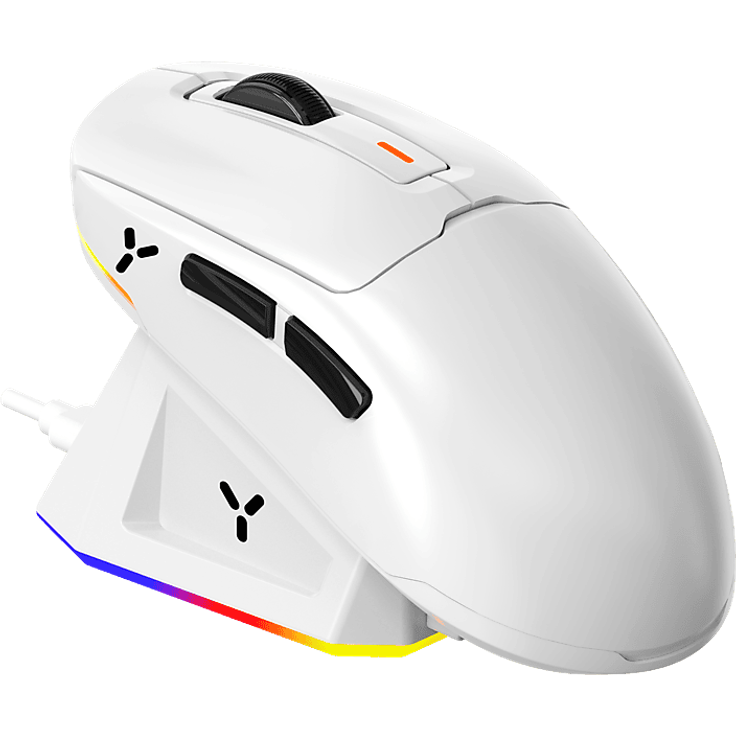 ISY IGM-6000-WT, kabellose Gaming Maus mit Ladestation, Weiß