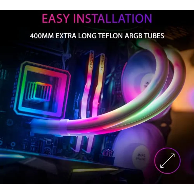Mars Gaming ML-ULTRA240, Flüssig-CPU-Kühlung mit 500W TDP, ARGB-Röhren und Infinity Mirror, universeller Multisockel, Schwarz – Bild 4