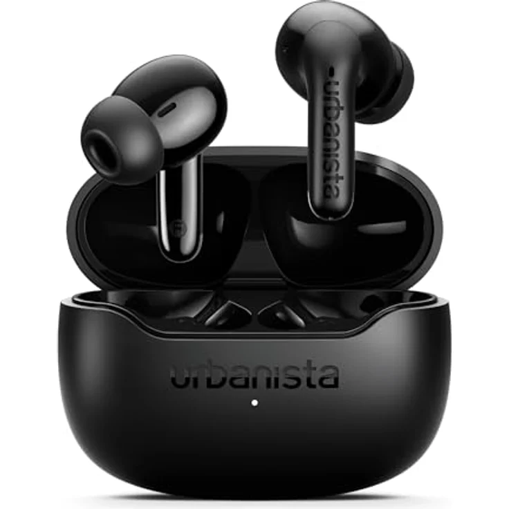 Urbanista Palermo, True Wireless Stereo Kopfhörer mit aktiver Geräuschunterdrückung, spritzwassergeschützt, bis zu 32 Stunden Akkulaufzeit, Schwarz – Bild 1