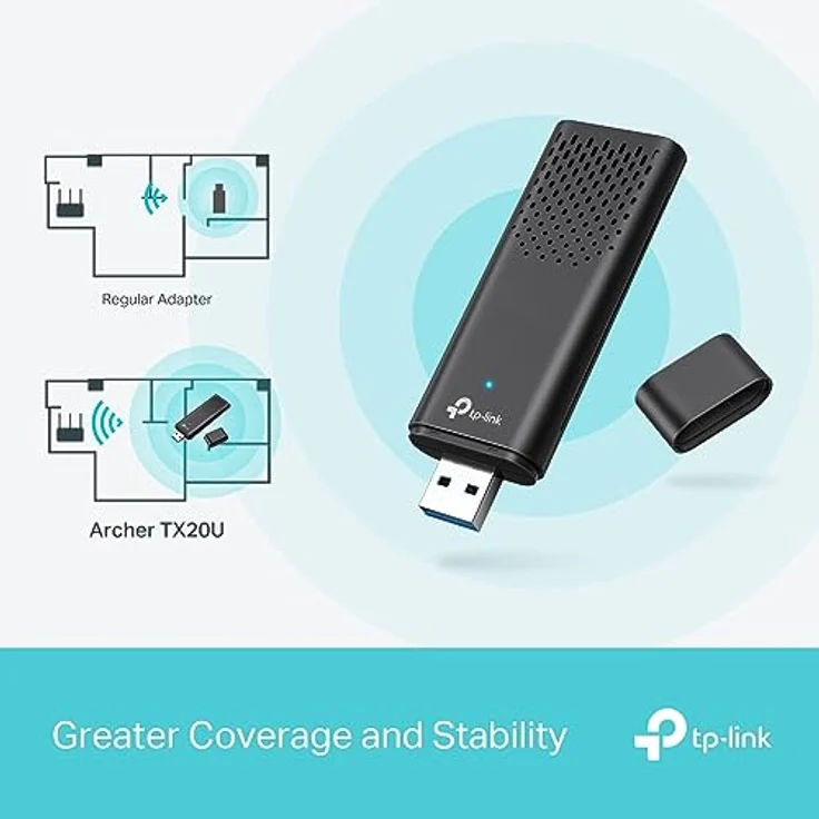 TP-Link Archer TX20U WLAN Stick Für PC, Wi-Fi 6 AX1800 Dual Band, Windows 11/10 Kompatibel, USB 3.0, MU-MIMO, OFDMA, WPA3-Verschlüsselung – Bild 5