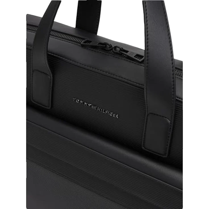 Tommy Hilfiger TH Corp Aktentasche, 40.5 cm mit Laptopfach, schwarz, 100% Polyester – Bild 4