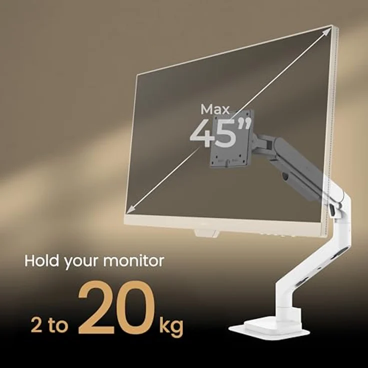 BenQ Ergo Monitorarm E-Arm - Gasfeder-Halterung für 45 Zoll Monitore bis 20 kg | Schnellmontage, stabil ohne Wackeln | VESA 75x75 & 100x100 mm, integriertes Kabelmanagement – Bild 2