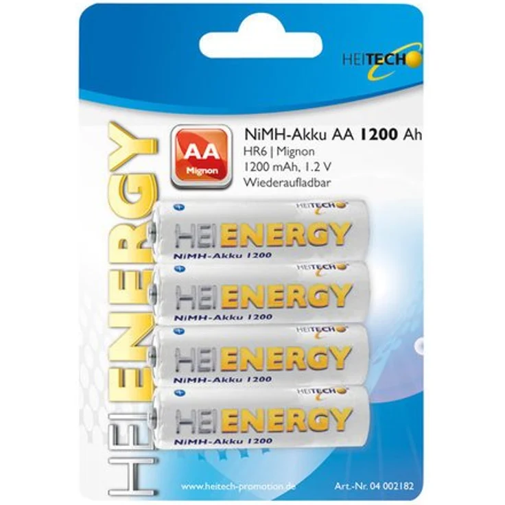 HEITECH 4er Pack NIMH-Akku, Mingnon/AA / HR06 1200 mAh Wiederaufladbare Batterie mit geringer Selbstentladung - Akku für Geräte mit hohem Stromverbrauch – Bild 2