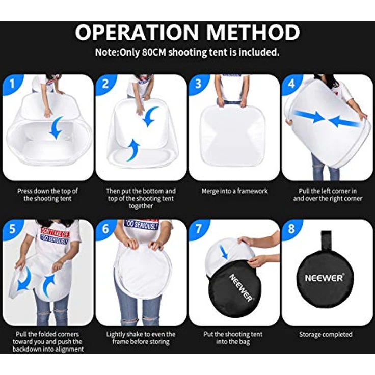 Neewer 24x24 Zoll / 60x60 cm Fotostudio Aufnahme Zelt Lichtwürfel Diffusions Soft-Box-Set mit 4x Hintergründe (rot/dunkelblau/schwarz/weiß) für Fotografie - Preisvergleich – Bild 2