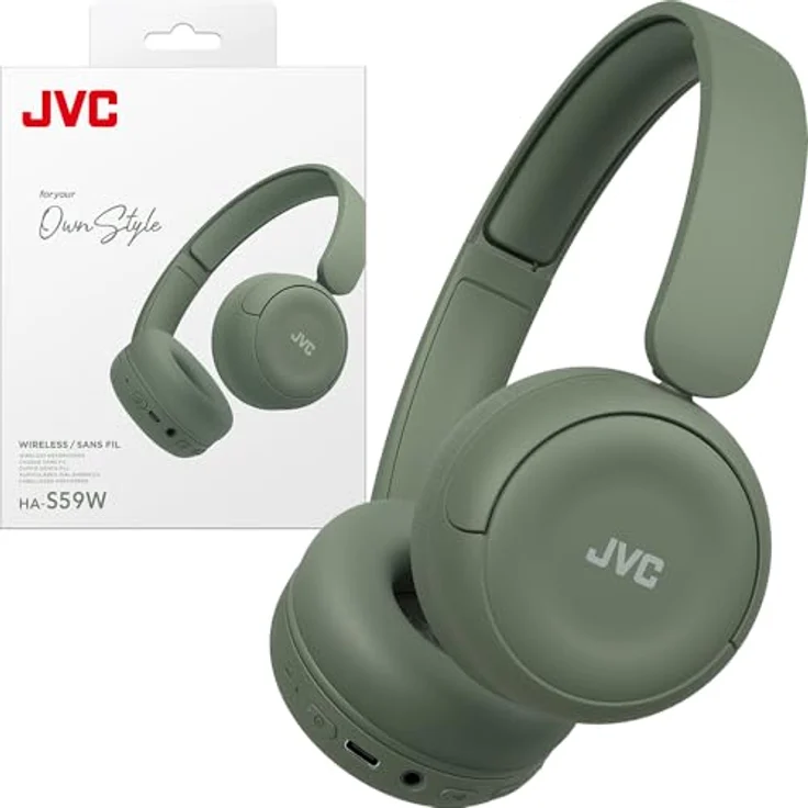 JVC HA-S59W-G, Wireless Kopfhörer mit 50 Std. Akku, Bluetooth® 5.3, Multipoint, App-EQ, faltbarem Design und weichen Ohrpolstern – Matt Grün – Bild 3