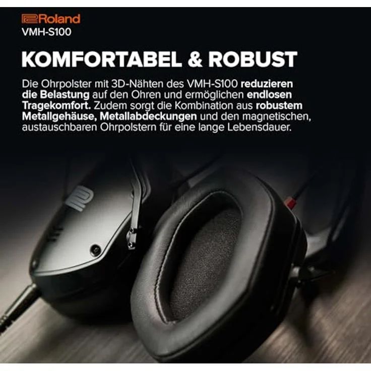 Roland VMH-S100, geschlossene Kopfhörer für Musikproduktion, Frequenzbereich 5-40.000 Hz, schwarz – Bild 5