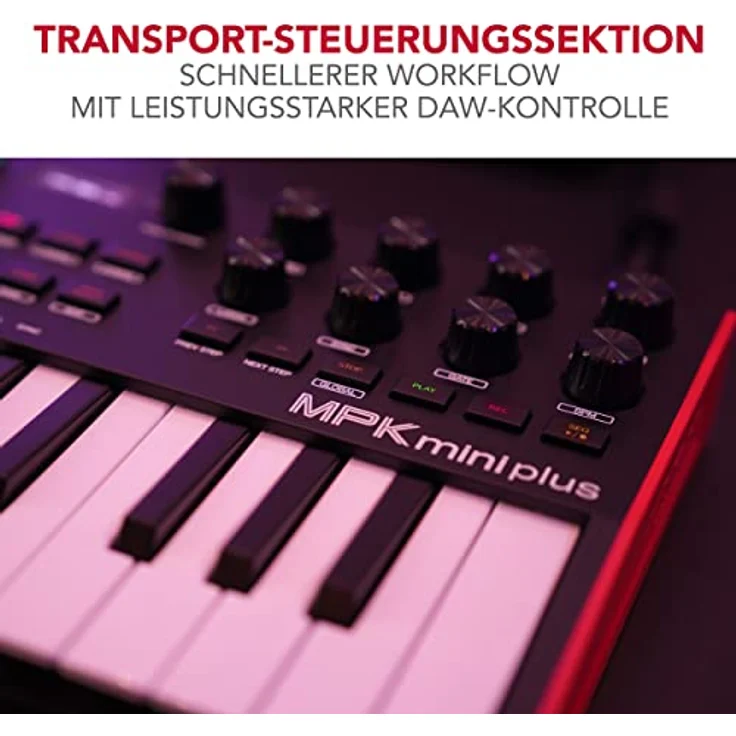 AKAI Professional MPK Mini Plus - 37-Tasten USB MIDI Keyboard Controller mit 8 RGB MPC Pads, Drehreglern und Musikproduktionssoftware für PC und Mac – Bild 5