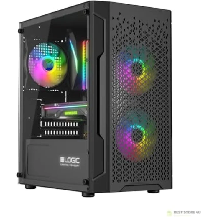LOGIC ARAMIS ARGB Mini USB 3.0-Gehäuse, schwarzer Mini Tower mit ARGB-Beleuchtung und Platz für 2x 3,5" sowie 3x 2,5" HDDs – Bild 7