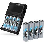 ANSMANN Powerline 4 Ultra Akku-Ladegerät für AA/AAA/C/D NiMH Akkus & Li-Ion Rundzellen 18650/26650 Batterieladegerät mit 4 Ladeprogrammen inkl. 8X NiMH AA2850 Akkus, Schnellladegerät