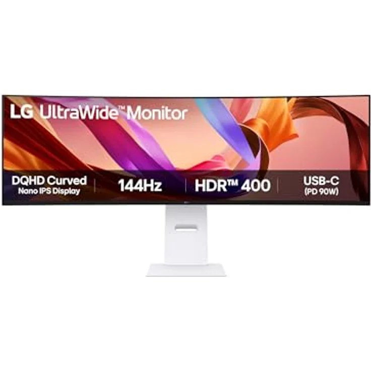 LG UltraWide 49U950A-W Curved Monitor, 49", DQHD (5120x1440), 144Hz, Nano IPS, HDR10, 1ms MBR, G-SYNC, FreeSync Premium, USB-C 90W, Weiß – Bild 1