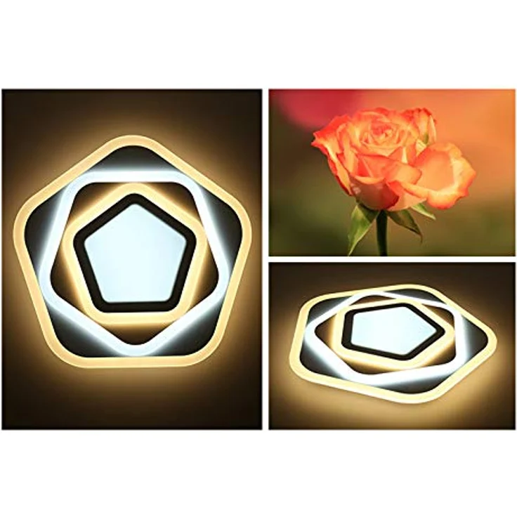 Euroton LED Deckenleuchte 095 mit Fernbedienung Lichtfarbe/Helligkeit einstellbar dimmbar LED Deckenlampe Lampen Beleuchtung LED Lampen (095 ∅50cm 68W), kalt-warm einstellbar, night light Modus – Bild 4