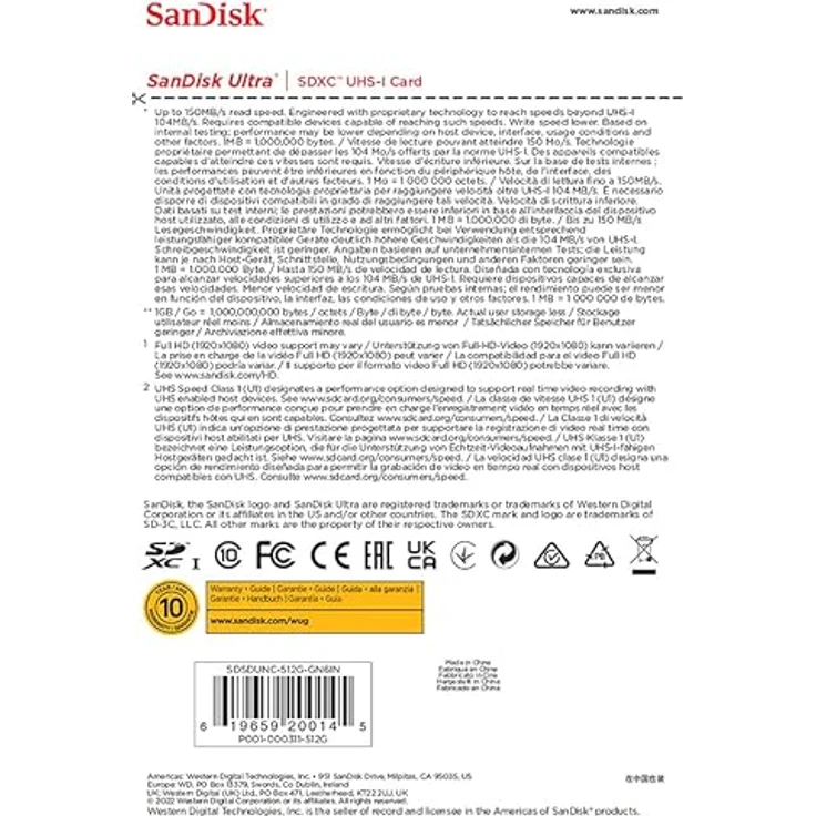 SanDisk Ultra SDXC /s (SDXC, 512 GB, U1, UHS-I), Speicherkarte, Schwarz – Bild 9