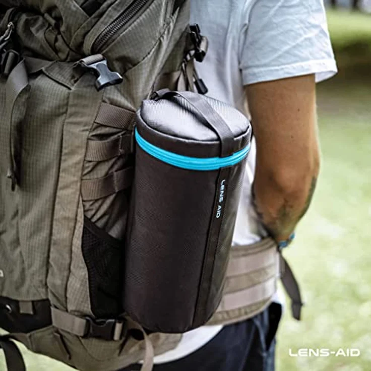 LENS-AID Objektivtasche dick gepolstert: Objektiv-Schutzhülle mit Reißverschluss und Gürtelschnalle – Bild 5