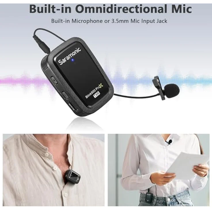 Saramonic Blink 500 ProX B2R, 2 Personen Wireless Clip-On Mikrofonsystem mit On-Board-Aufnahme, Lavaliers und 100 m Sichtweite – Bild 3